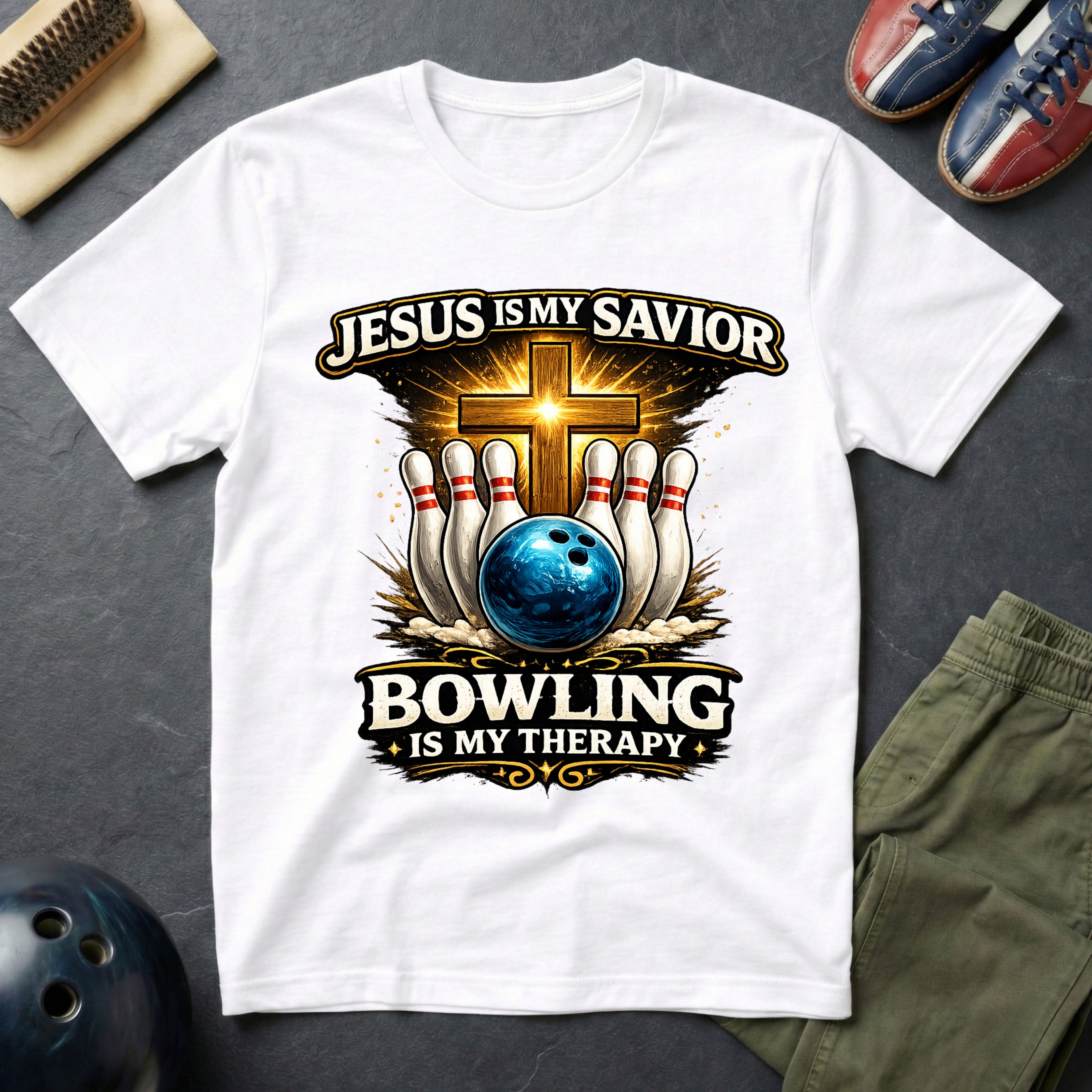 Jesus Is My Savior Bowling Is My Therapy T-Shirt