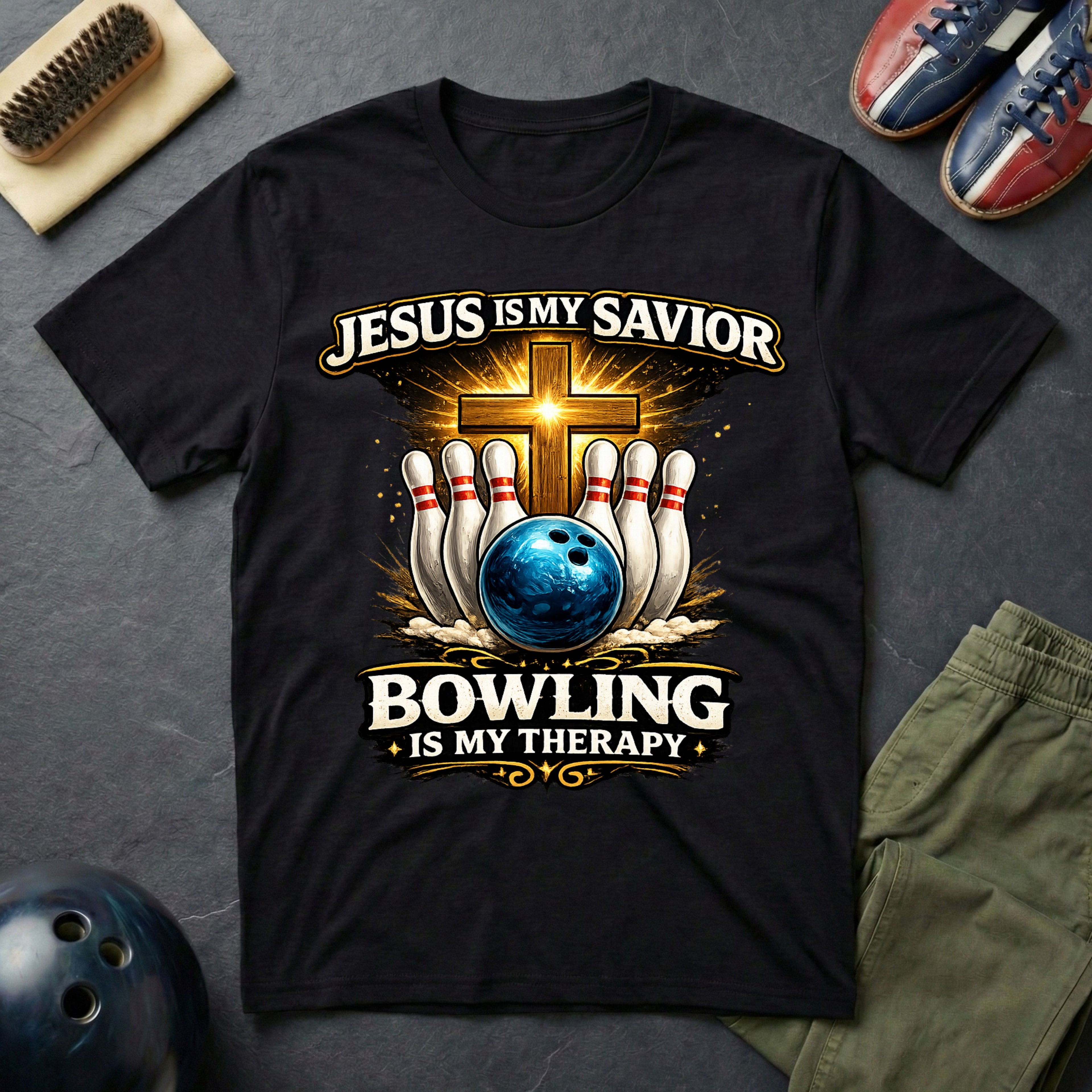 Jesus Is My Savior Bowling Is My Therapy T-Shirt