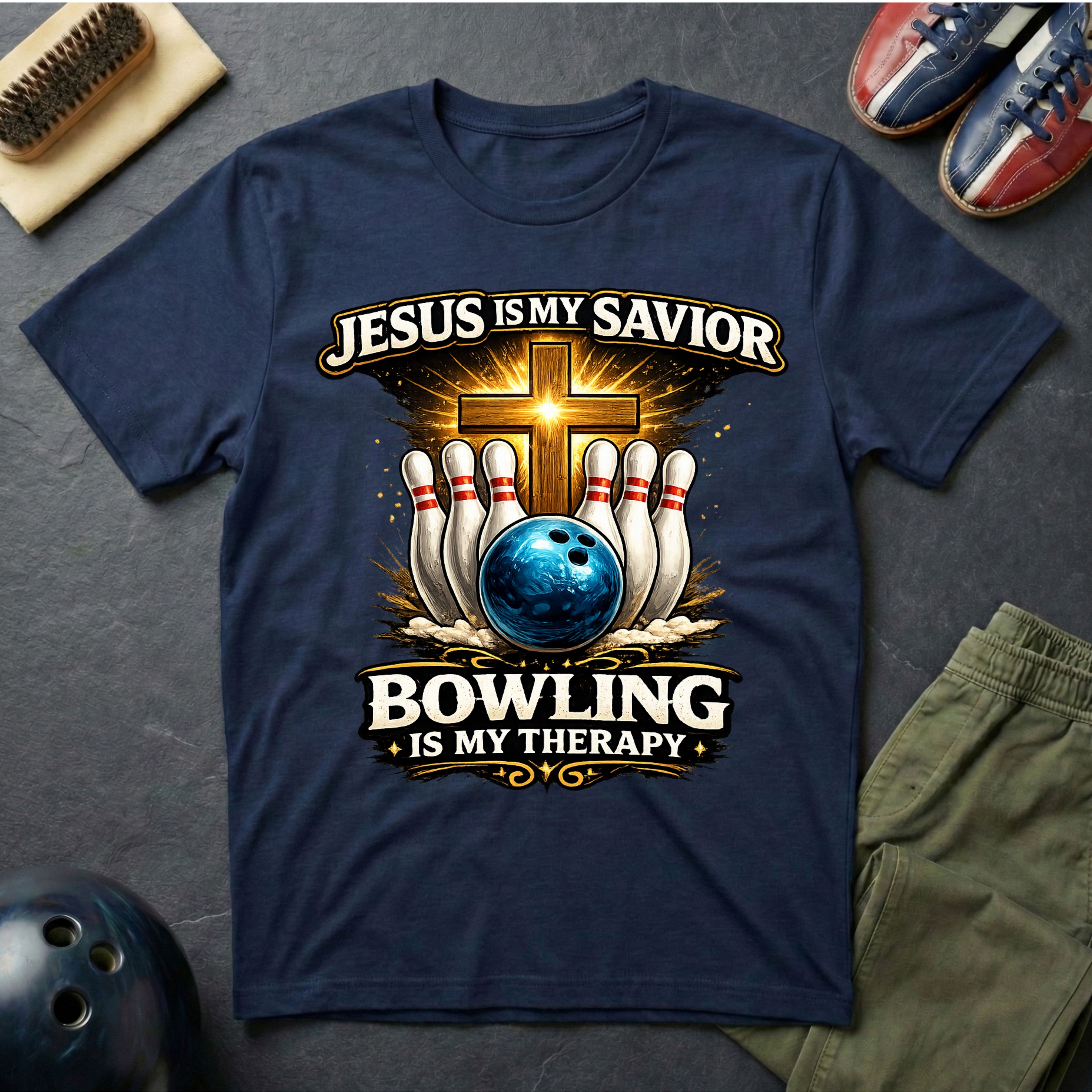 Jesus Is My Savior Bowling Is My Therapy T-Shirt