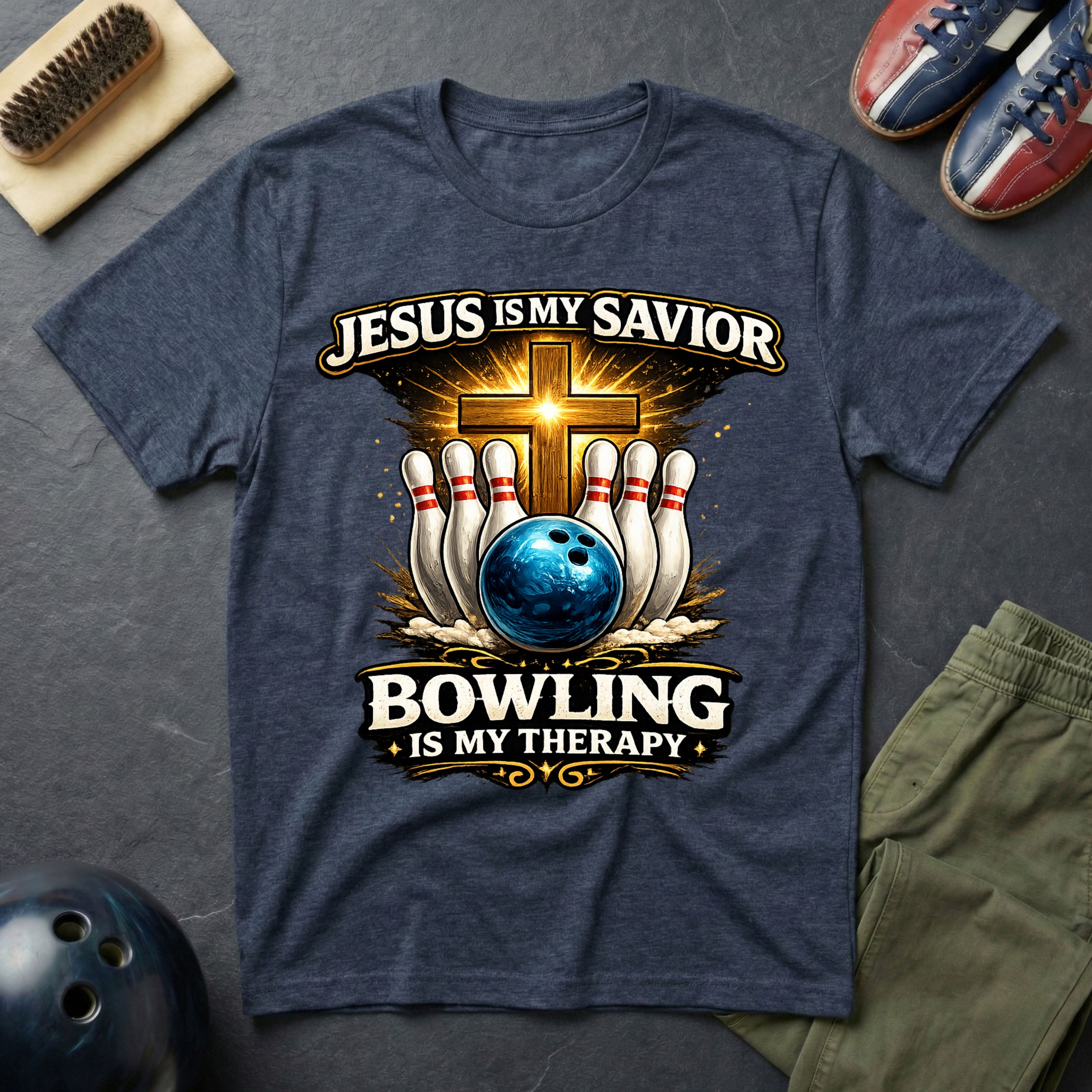 Jesus Is My Savior Bowling Is My Therapy T-Shirt