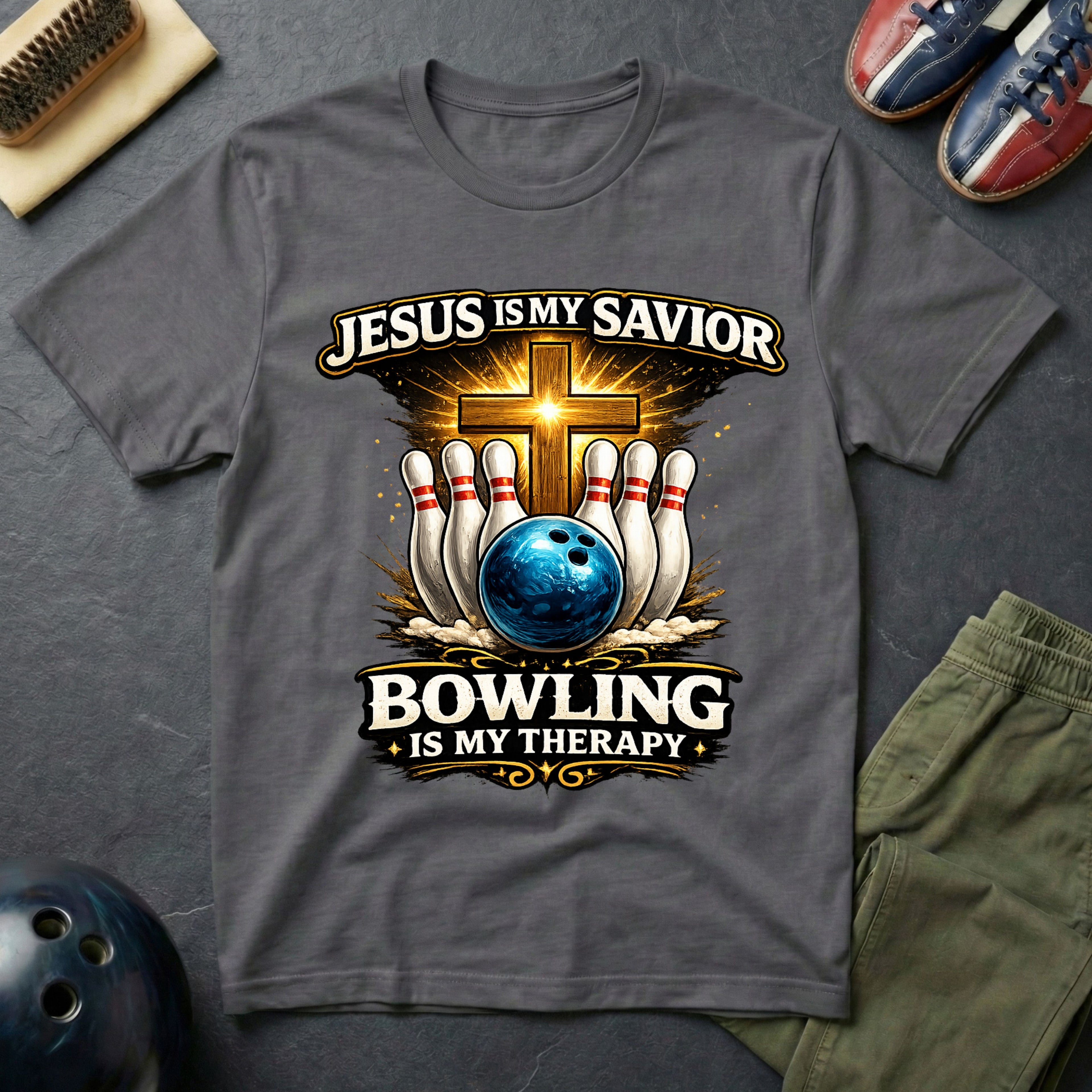 Jesus Is My Savior Bowling Is My Therapy T-Shirt