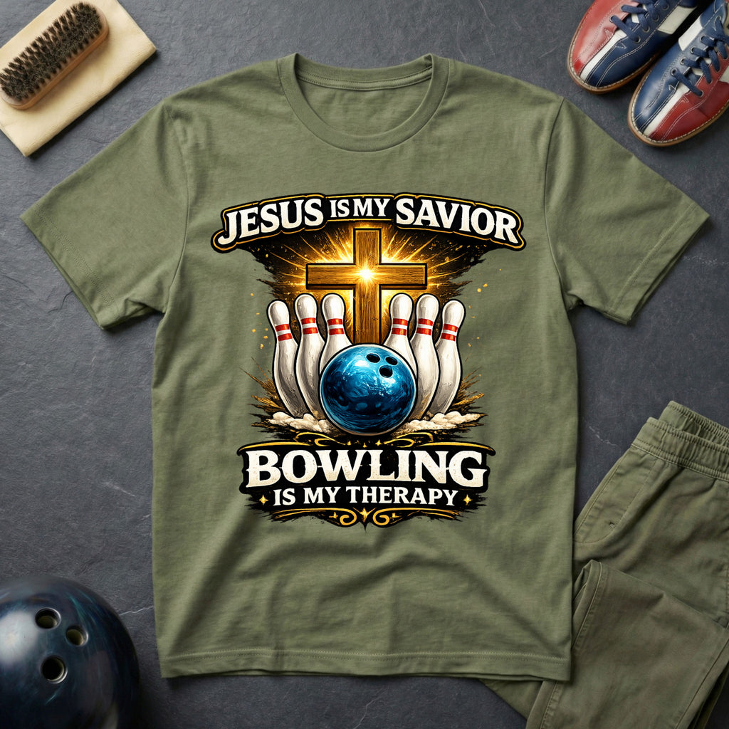 Jesus Is My Savior Bowling Is My Therapy T-Shirt