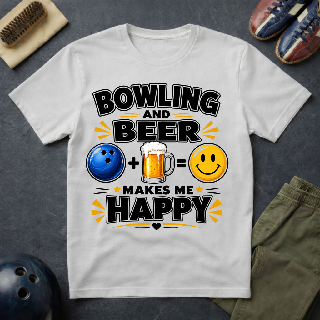 Bowling And Beer Makes Me Happy T-Shirt