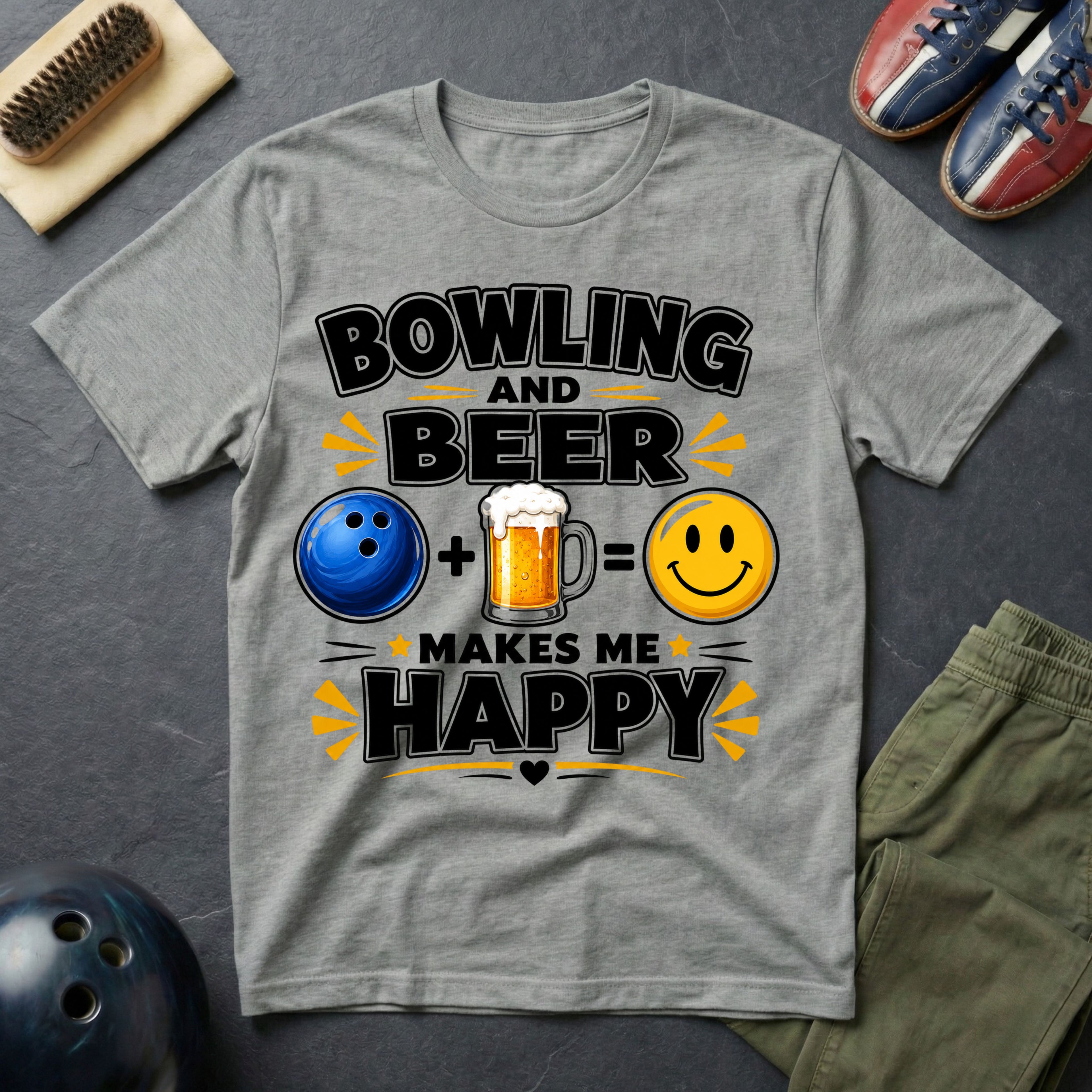 Bowling And Beer Makes Me Happy T-Shirt