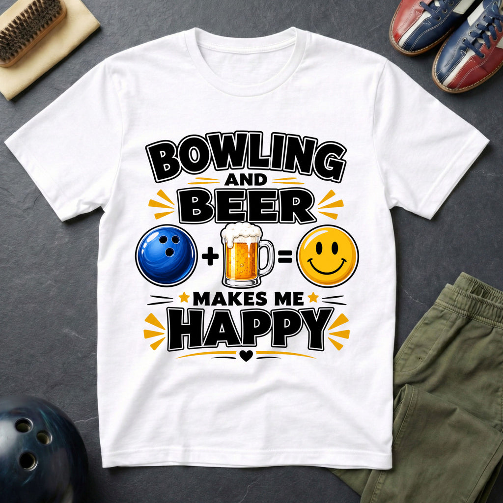 Bowling And Beer Makes Me Happy T-Shirt