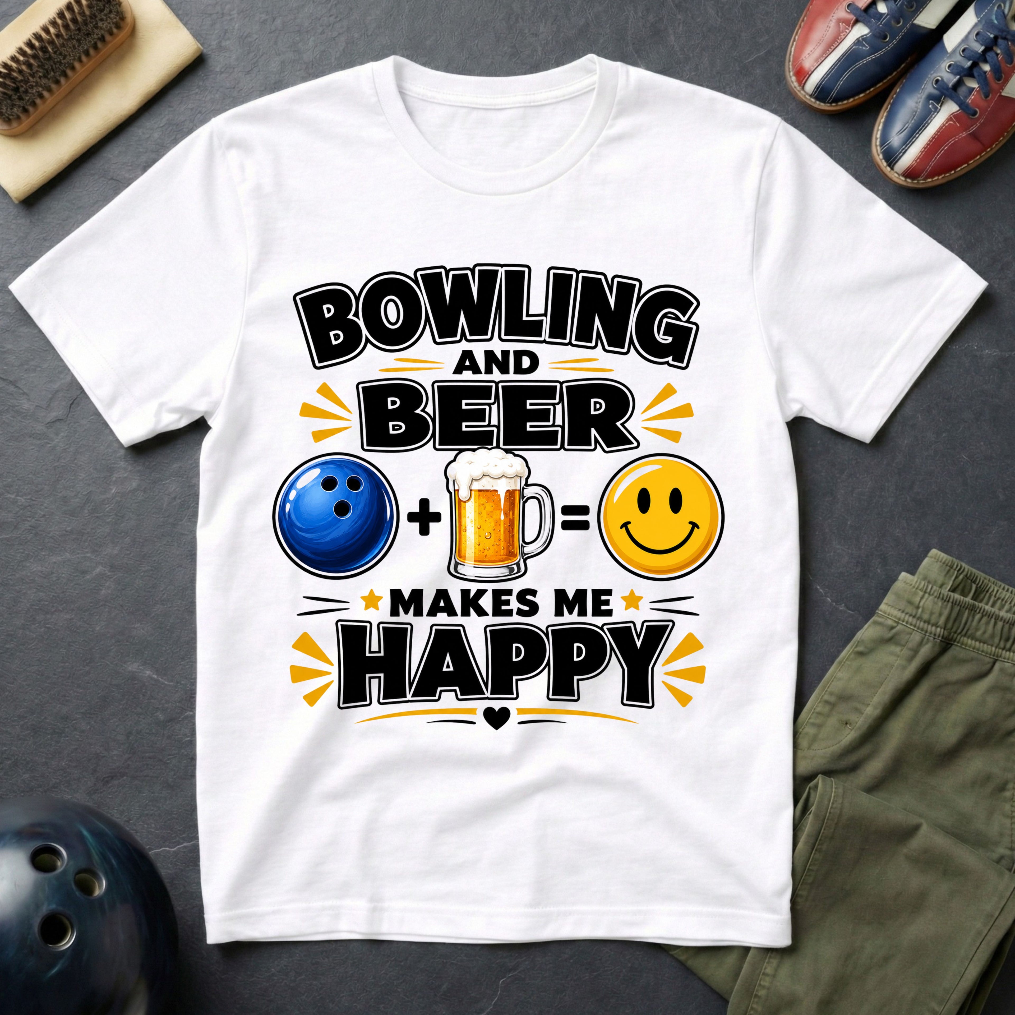 Bowling And Beer Makes Me Happy T-Shirt