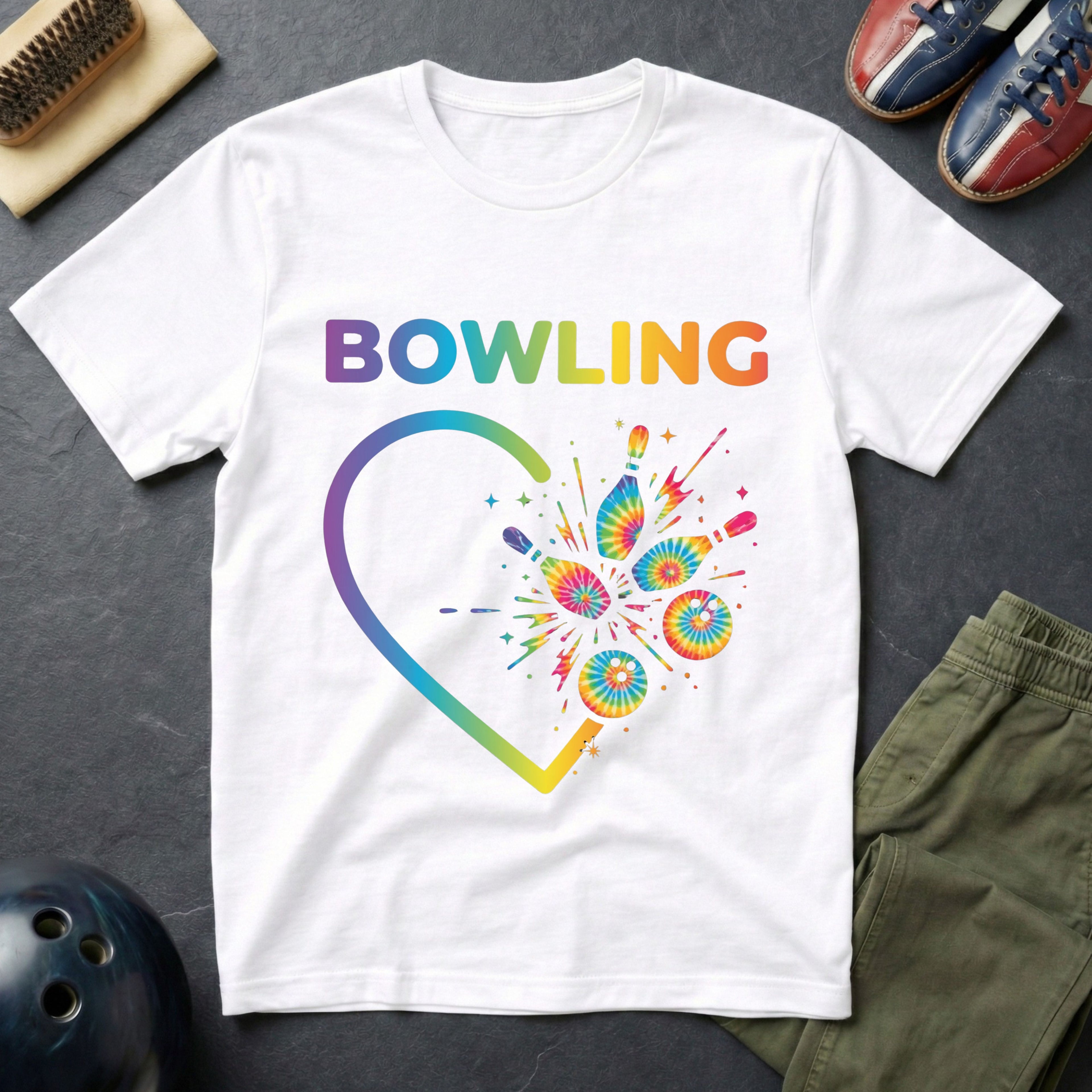 Bowling Tie Dye Heart T-Shirt