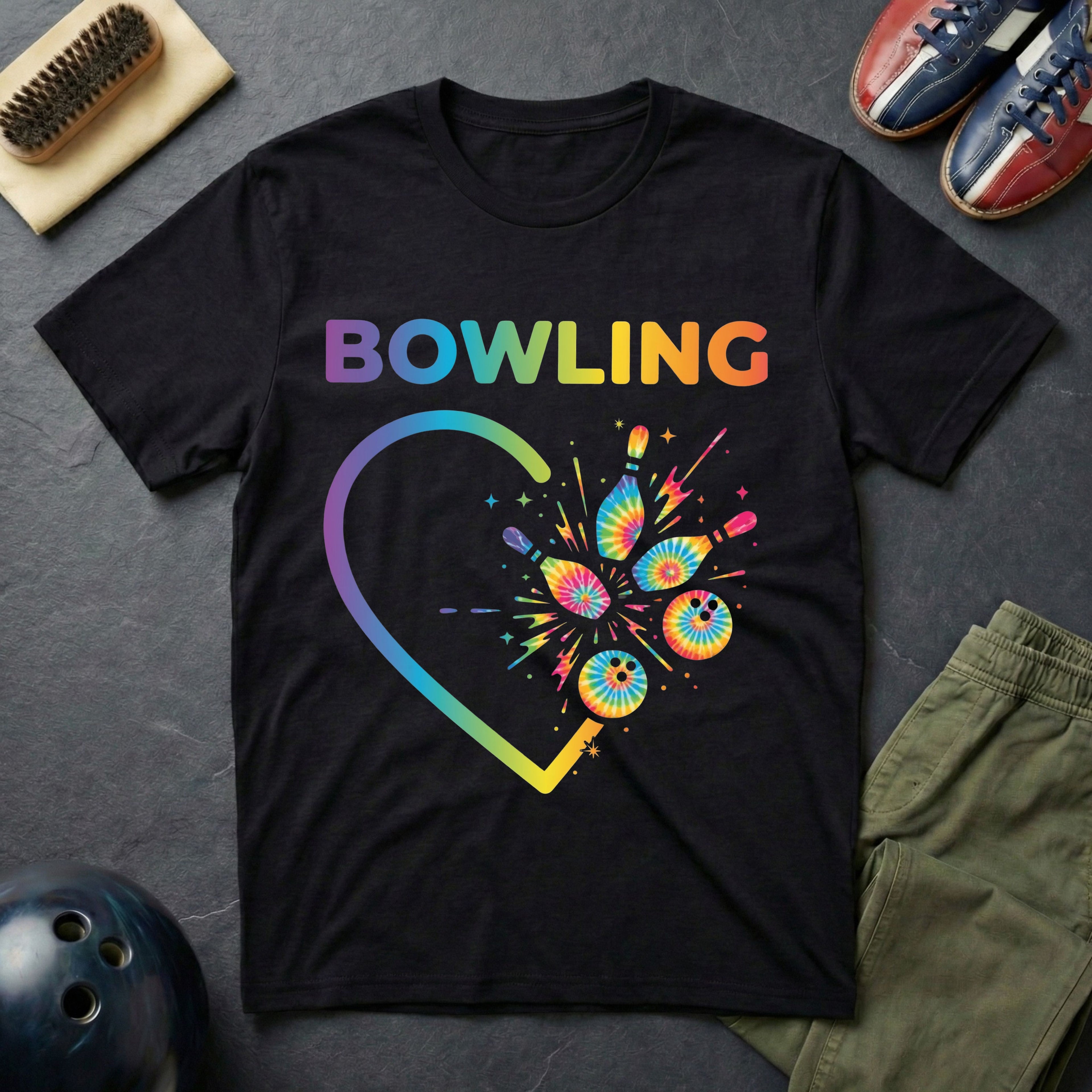 Bowling Tie Dye Heart T-Shirt