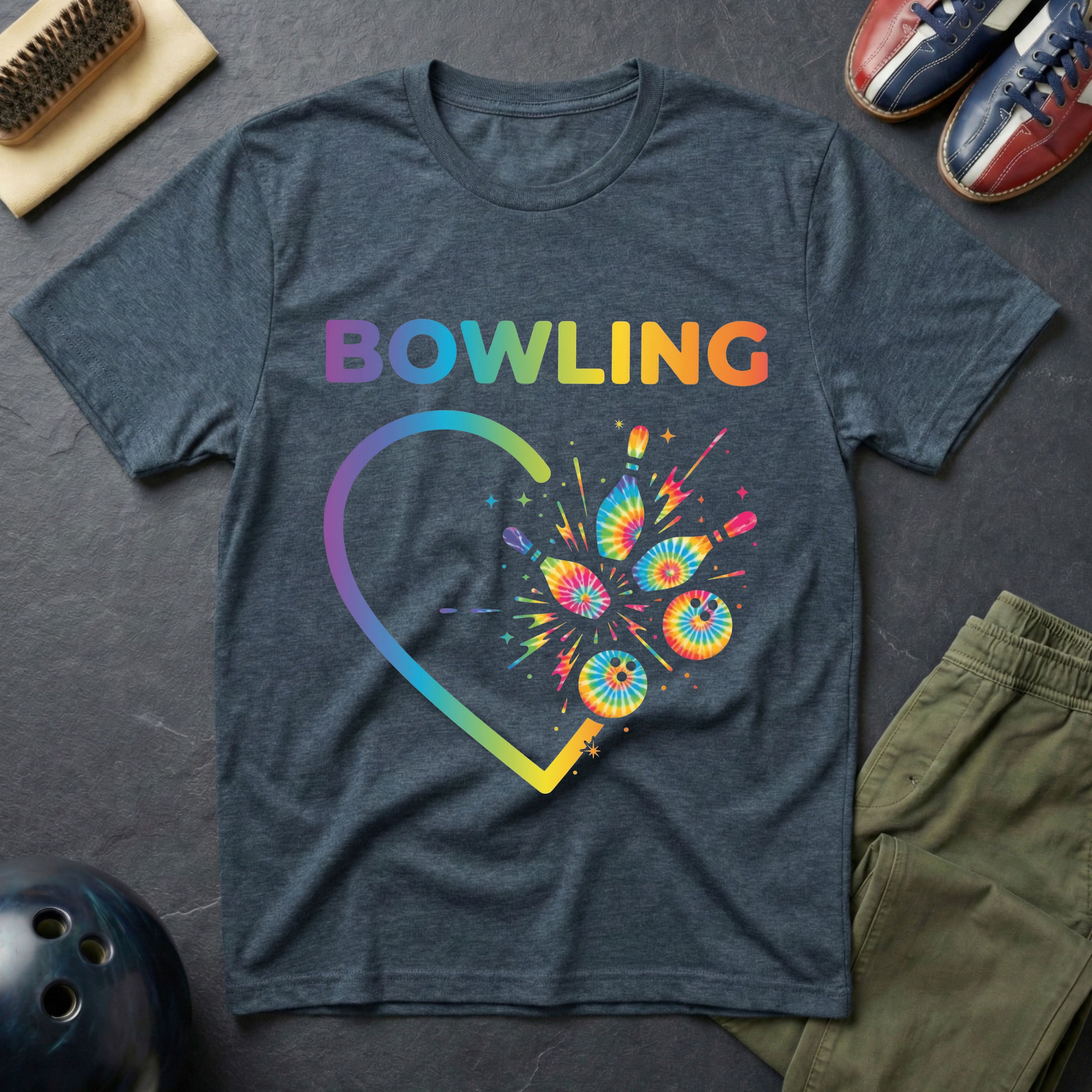 Bowling Tie Dye Heart T-Shirt