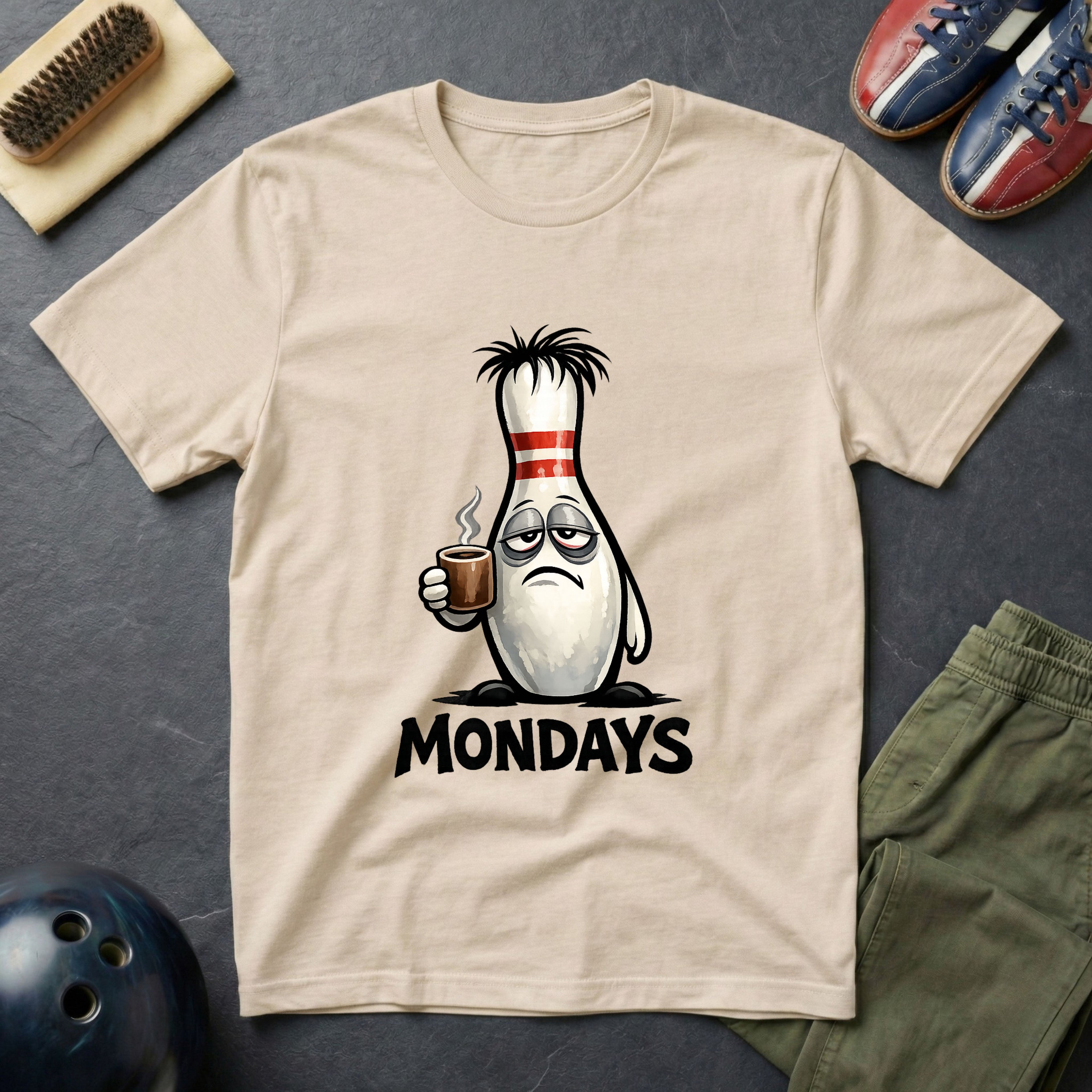 Tired Bowling Pin Monday T-Shirt