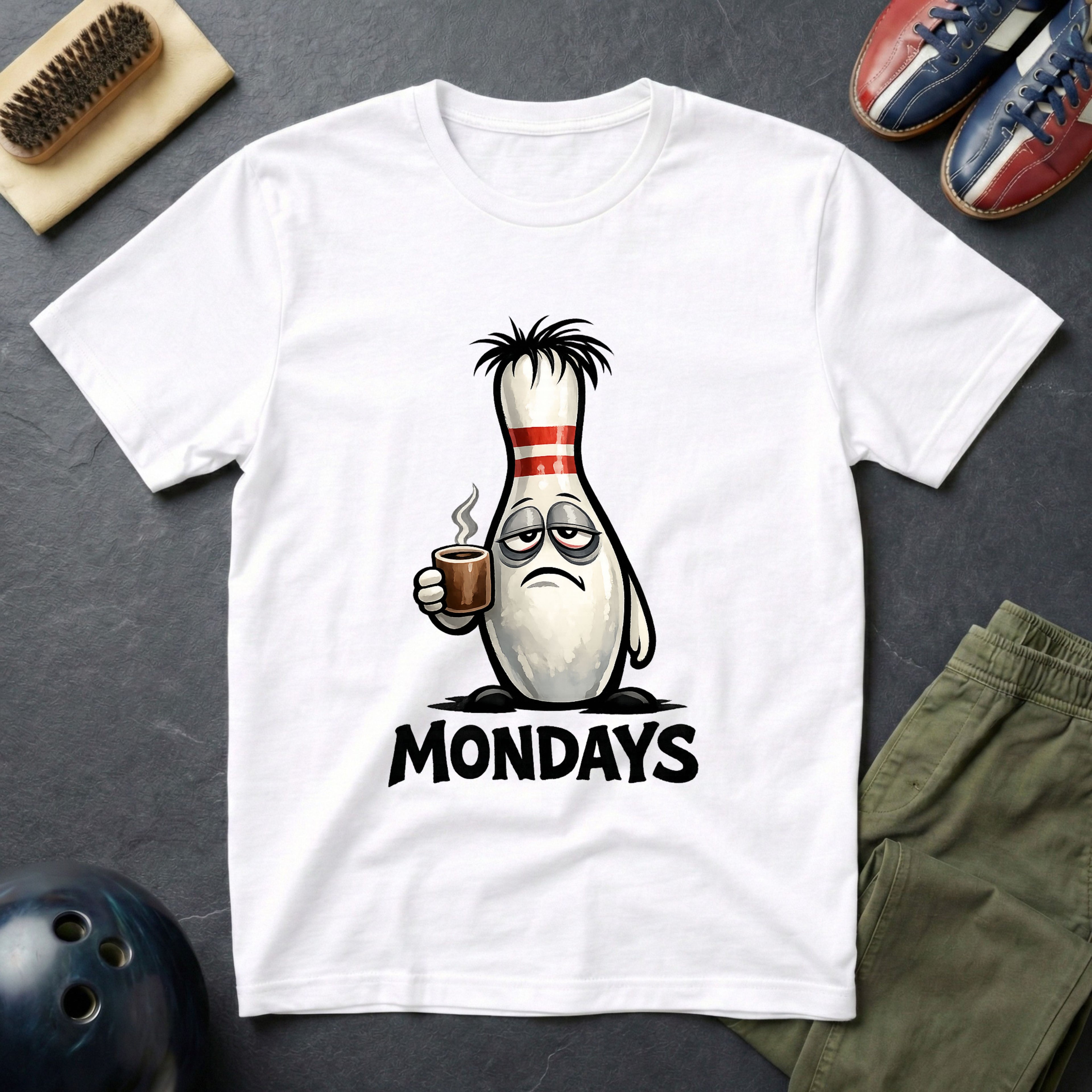 Tired Bowling Pin Monday T-Shirt