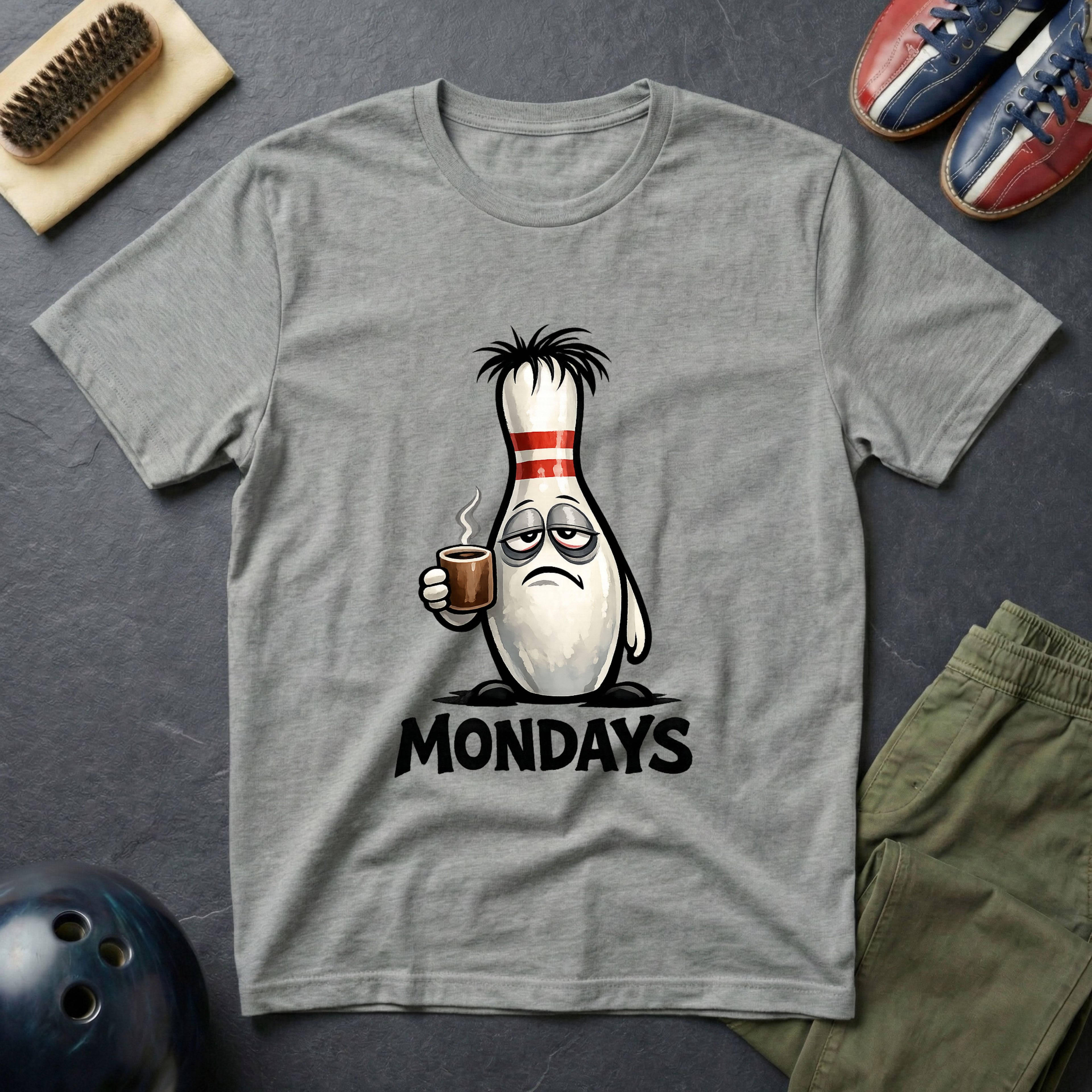 Tired Bowling Pin Monday T-Shirt