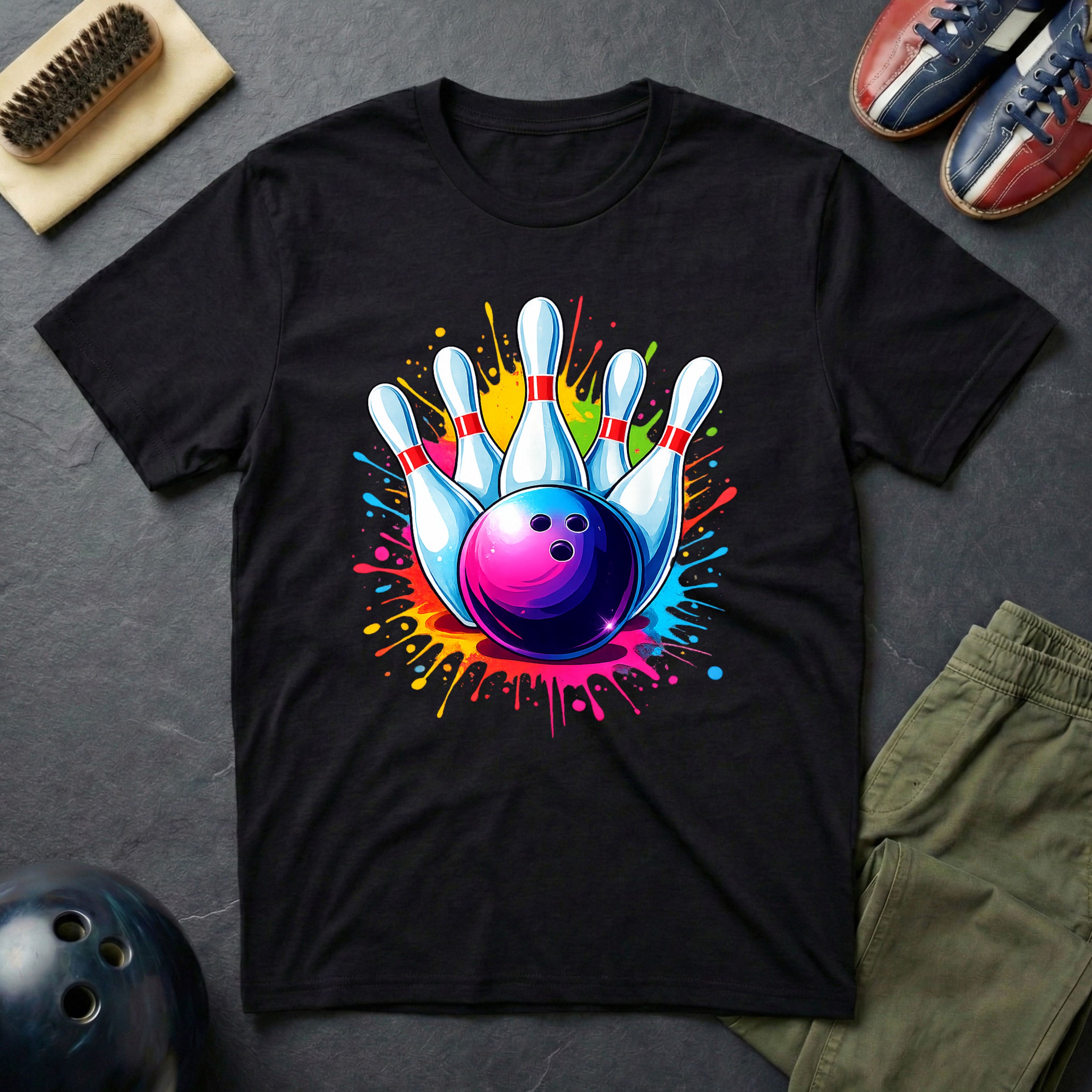 Colorful Bowling Ball & Pins T-Shirt