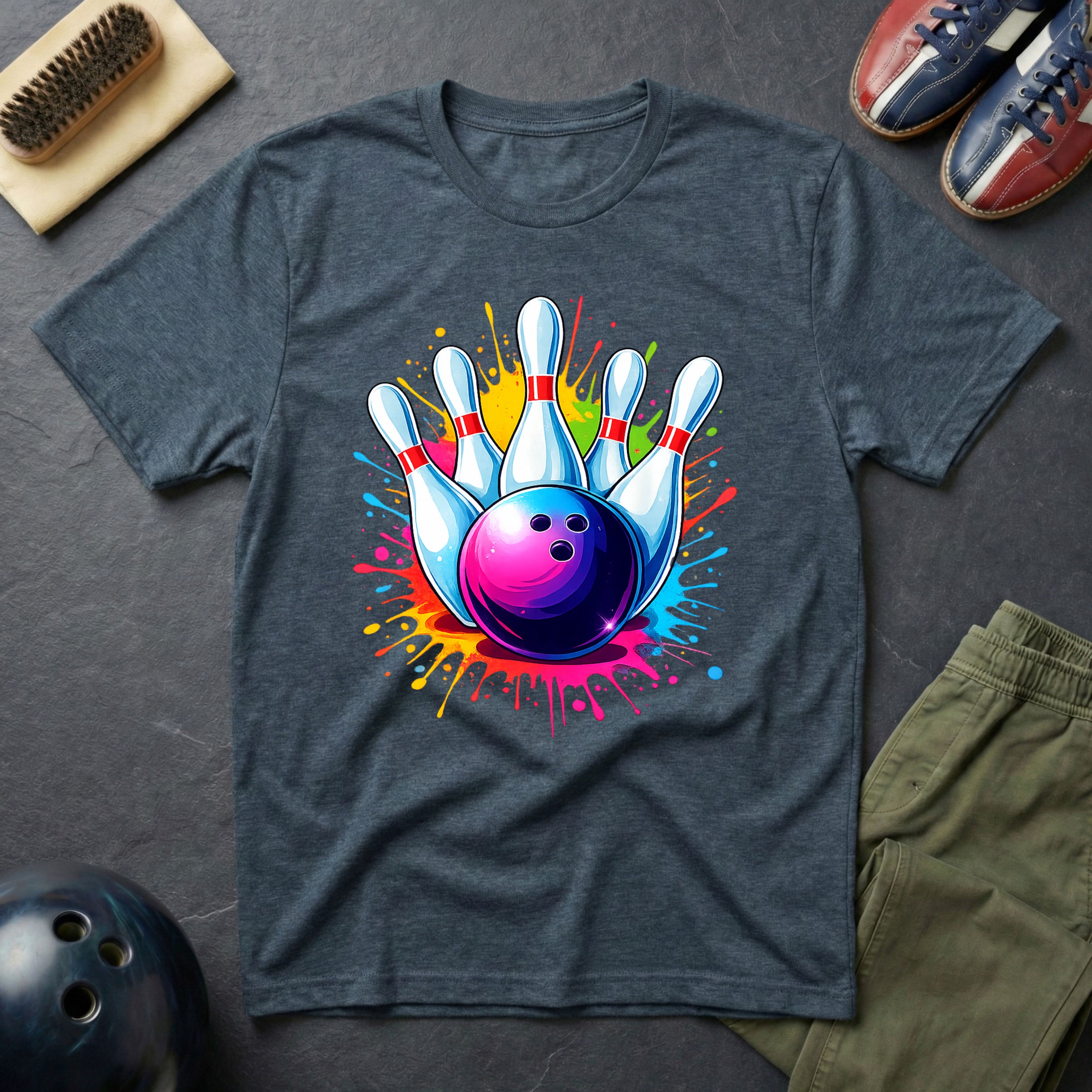 Colorful Bowling Ball & Pins T-Shirt