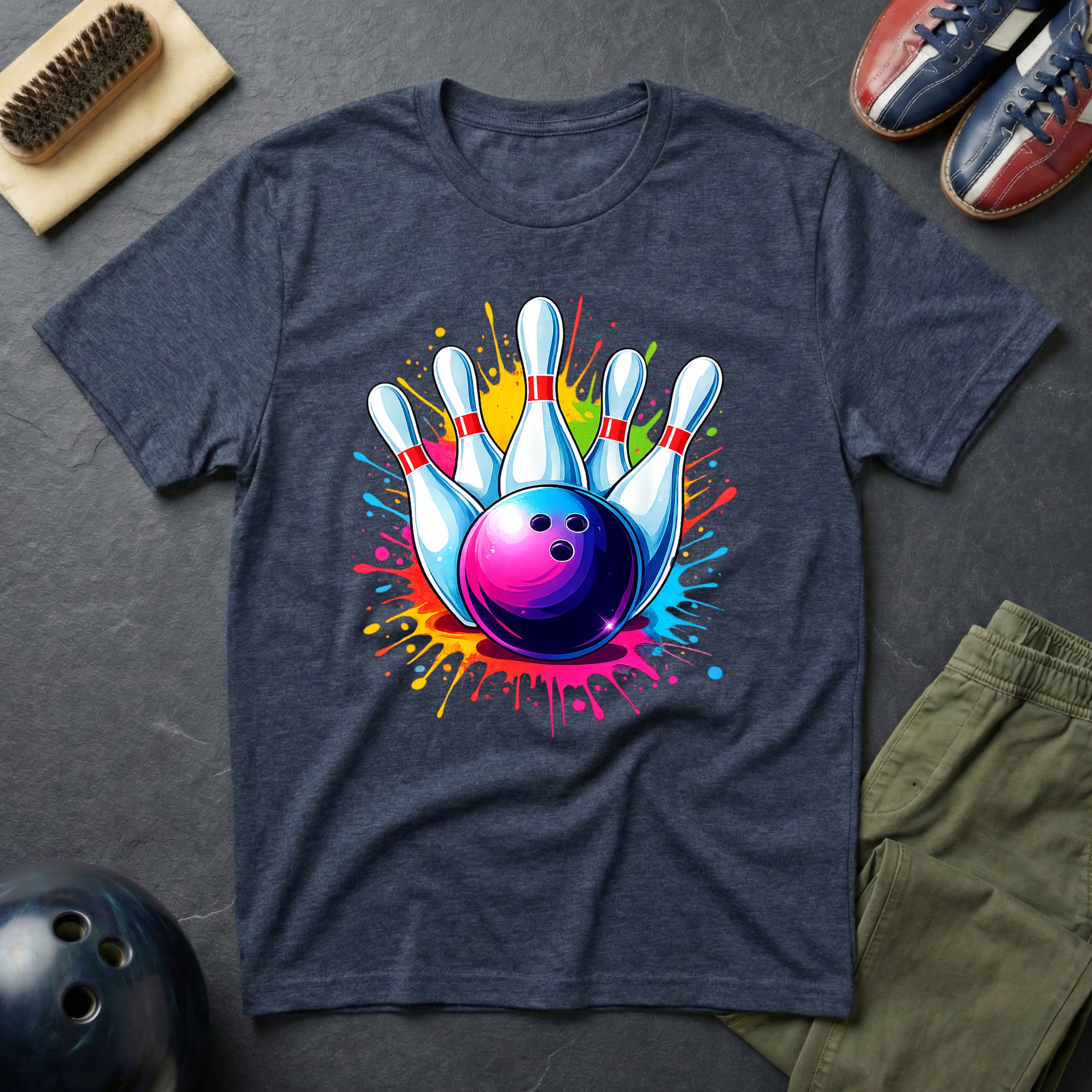 Colorful Bowling Ball & Pins T-Shirt