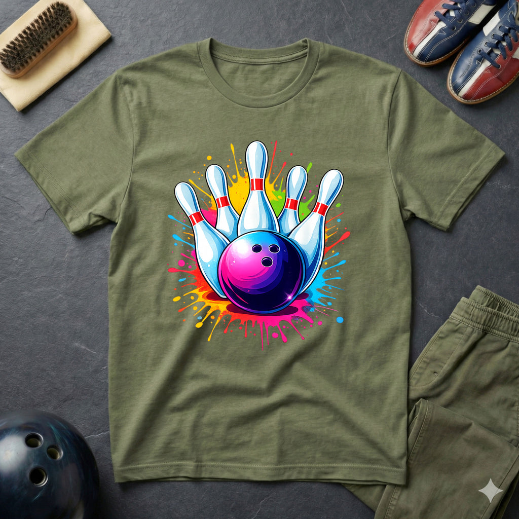 Colorful Bowling Ball & Pins T-Shirt