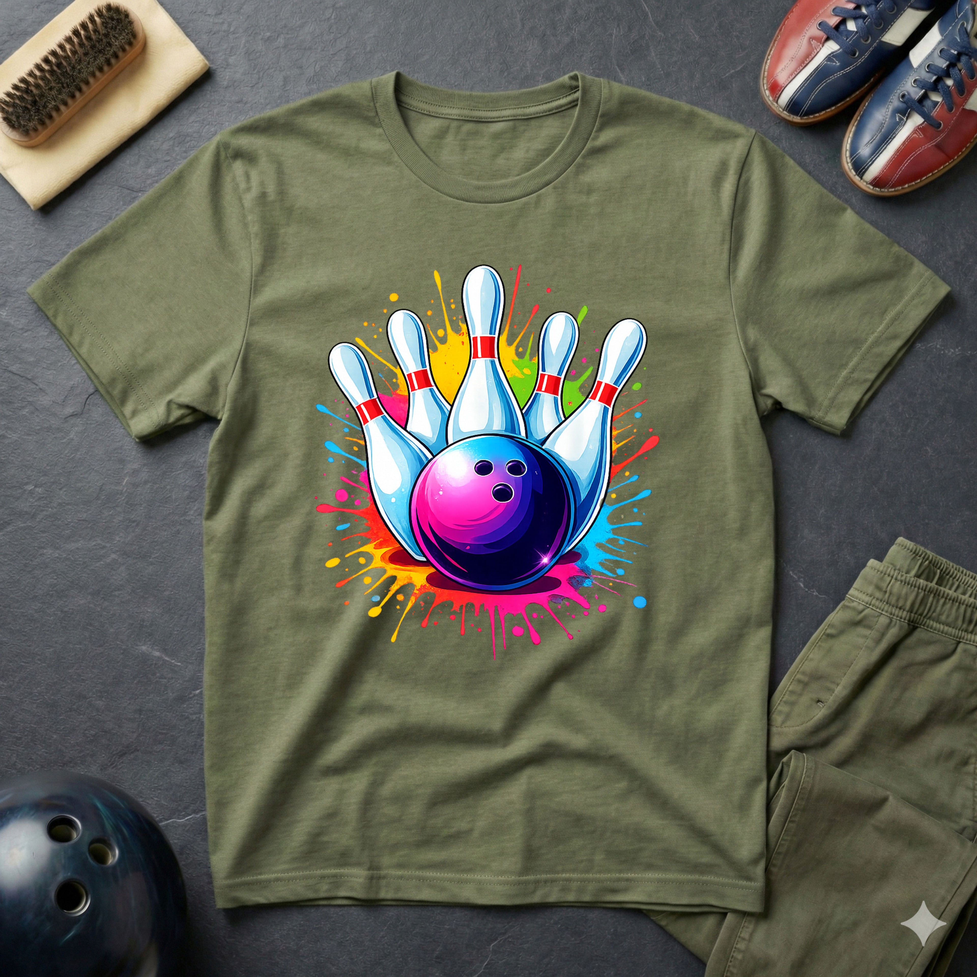Colorful Bowling Ball & Pins T-Shirt
