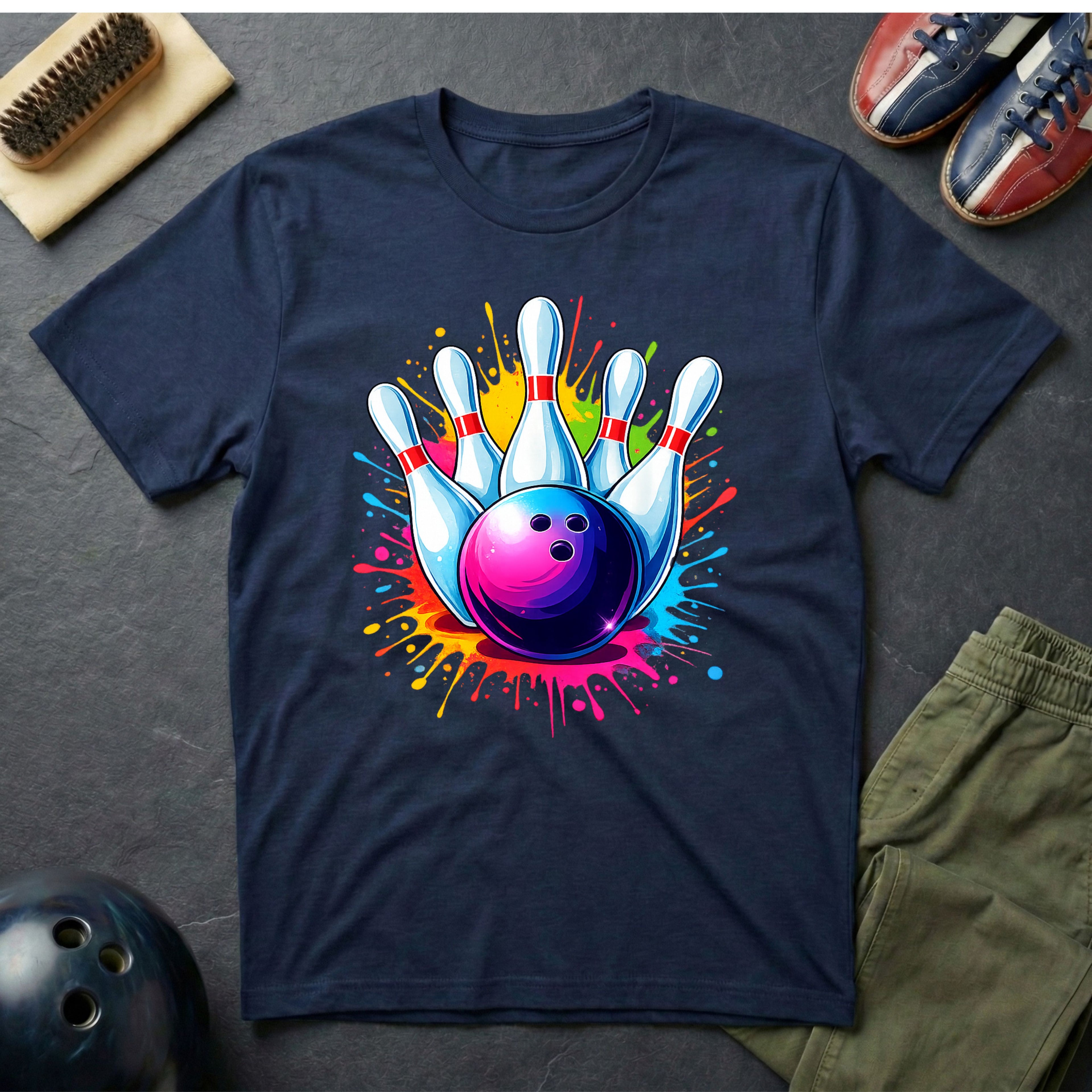Colorful Bowling Ball & Pins T-Shirt