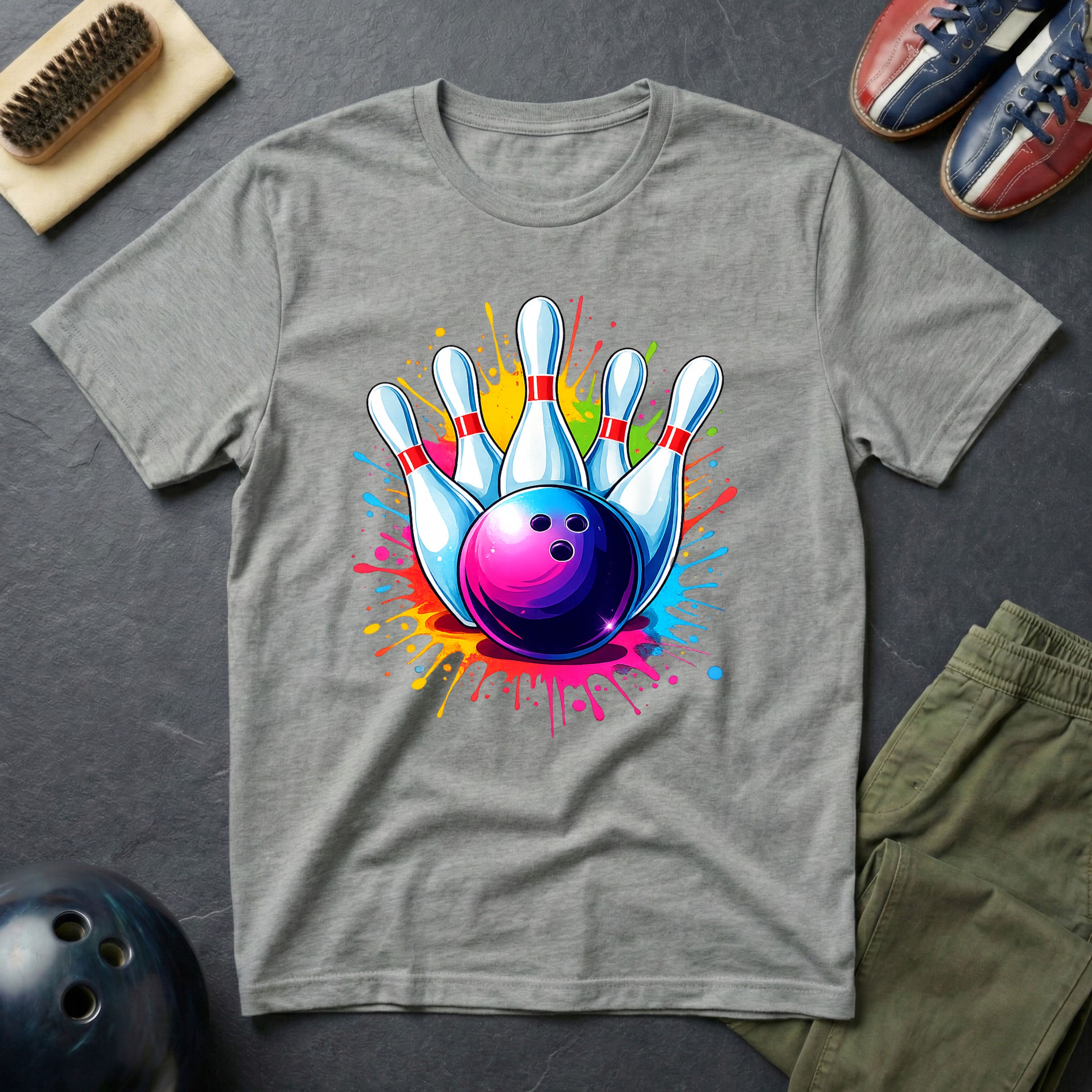 Colorful Bowling Ball & Pins T-Shirt