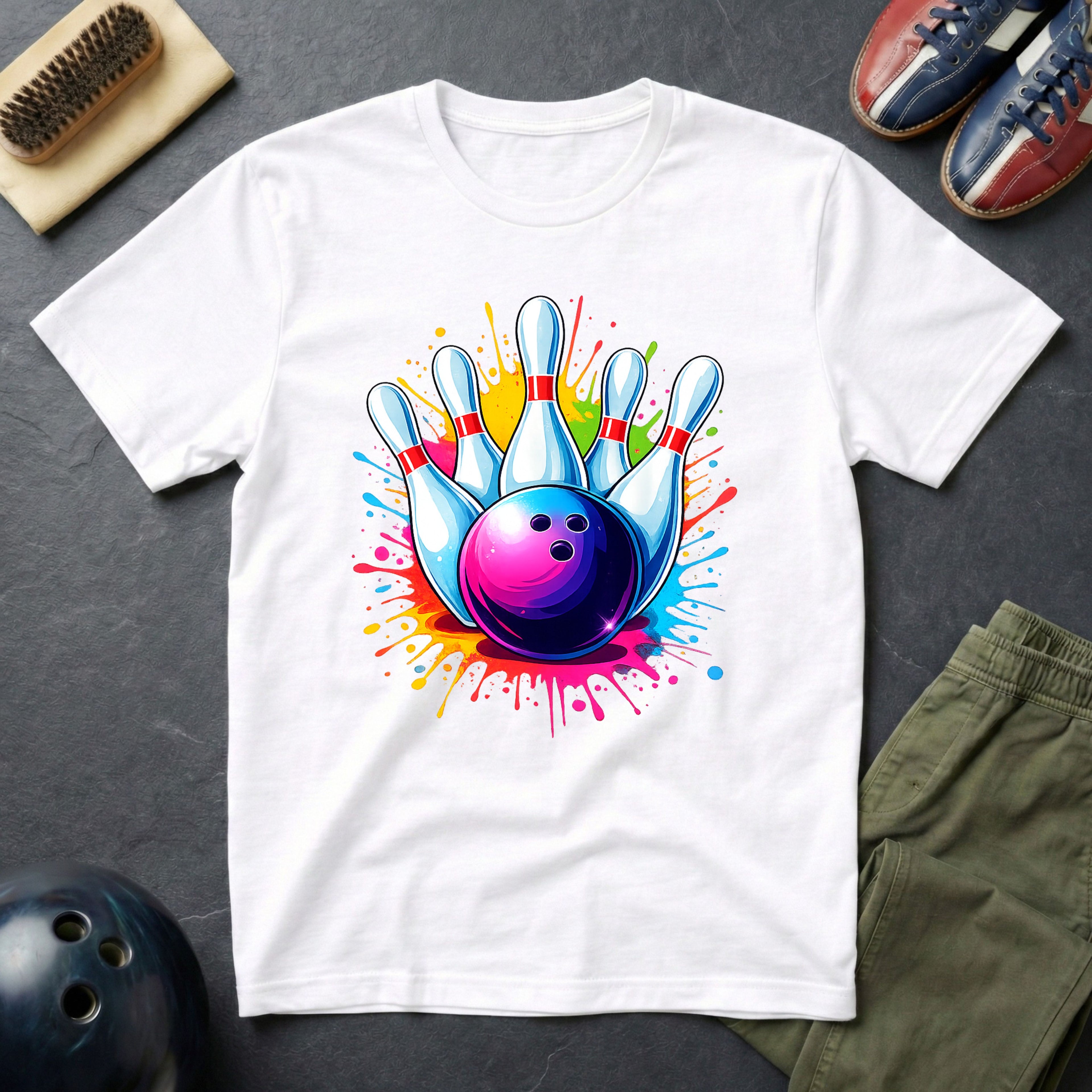 Colorful Bowling Ball & Pins T-Shirt